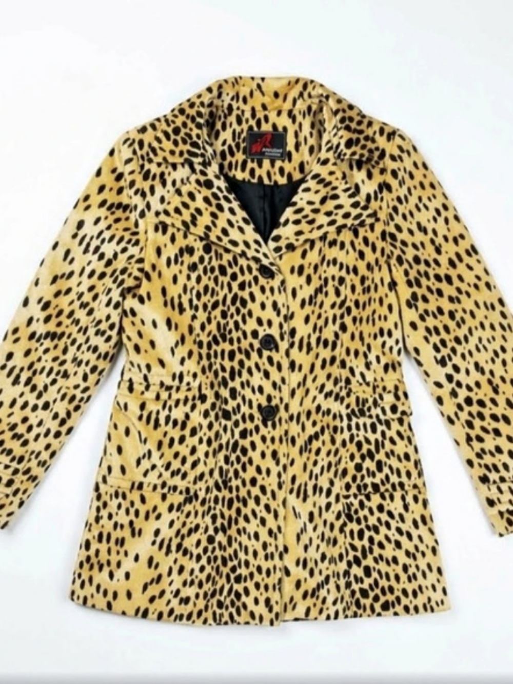 Rare Vintage PARASUCO Animal Print Leopard Velvet Plush Jacket Coat Size L